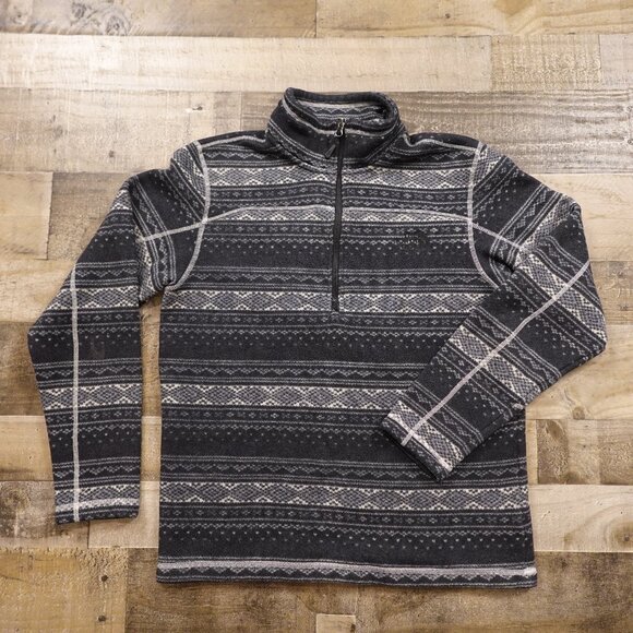 The North Face Fair Isle Pattern Fleece Pullover Men's Size Large Black Gray - Picture 1 of 11